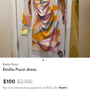 Emilio Pucci Long Sleeve Geometric Dress in Pink and Orange